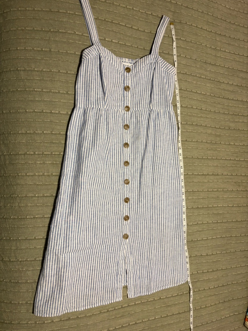 Seraphine Blue & White Striped Button Front Midi Sundress US 8Petite